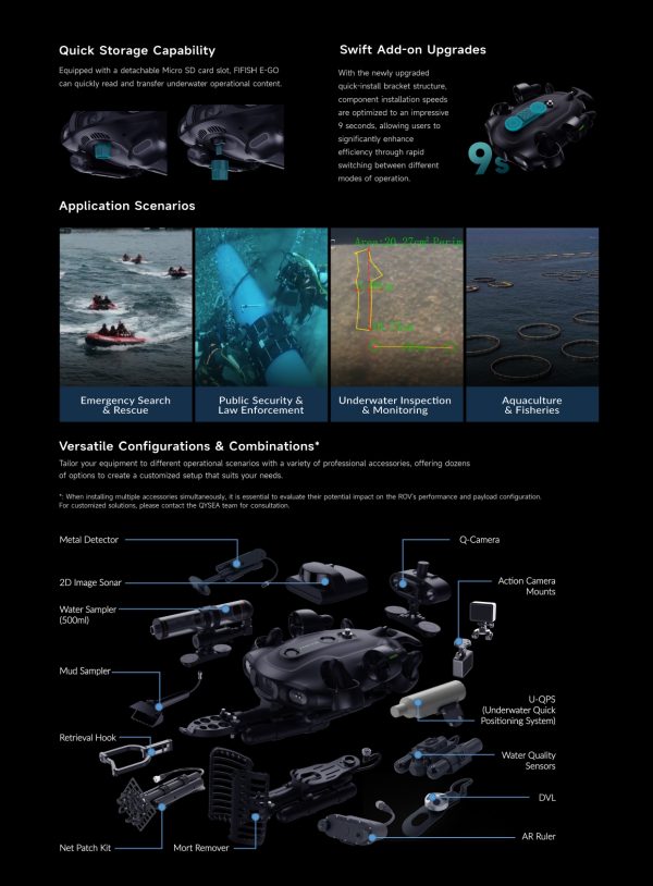QYSEA Underwater Drone Camera Submarine FIFISH E-GO