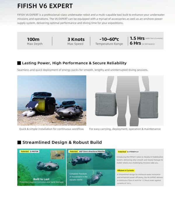 QYSEA Underwater Drone Camera Submarine FIFISH V6 EXPERT