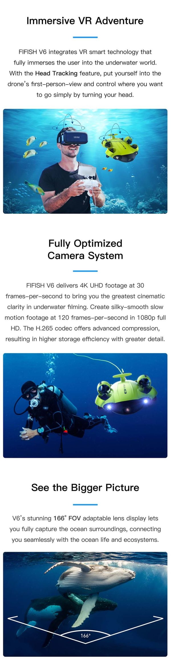 QYSEA Underwater Drone Camera Submarine FIFISH V6